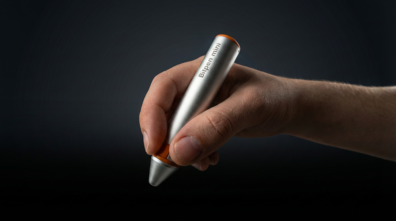 Bitpen mini gehalten in einer Hand