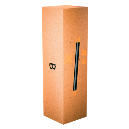 Die Verpackung des Bitpen mini aus recyceltem Papier mit einem Zauberstab darauf abgebildet.