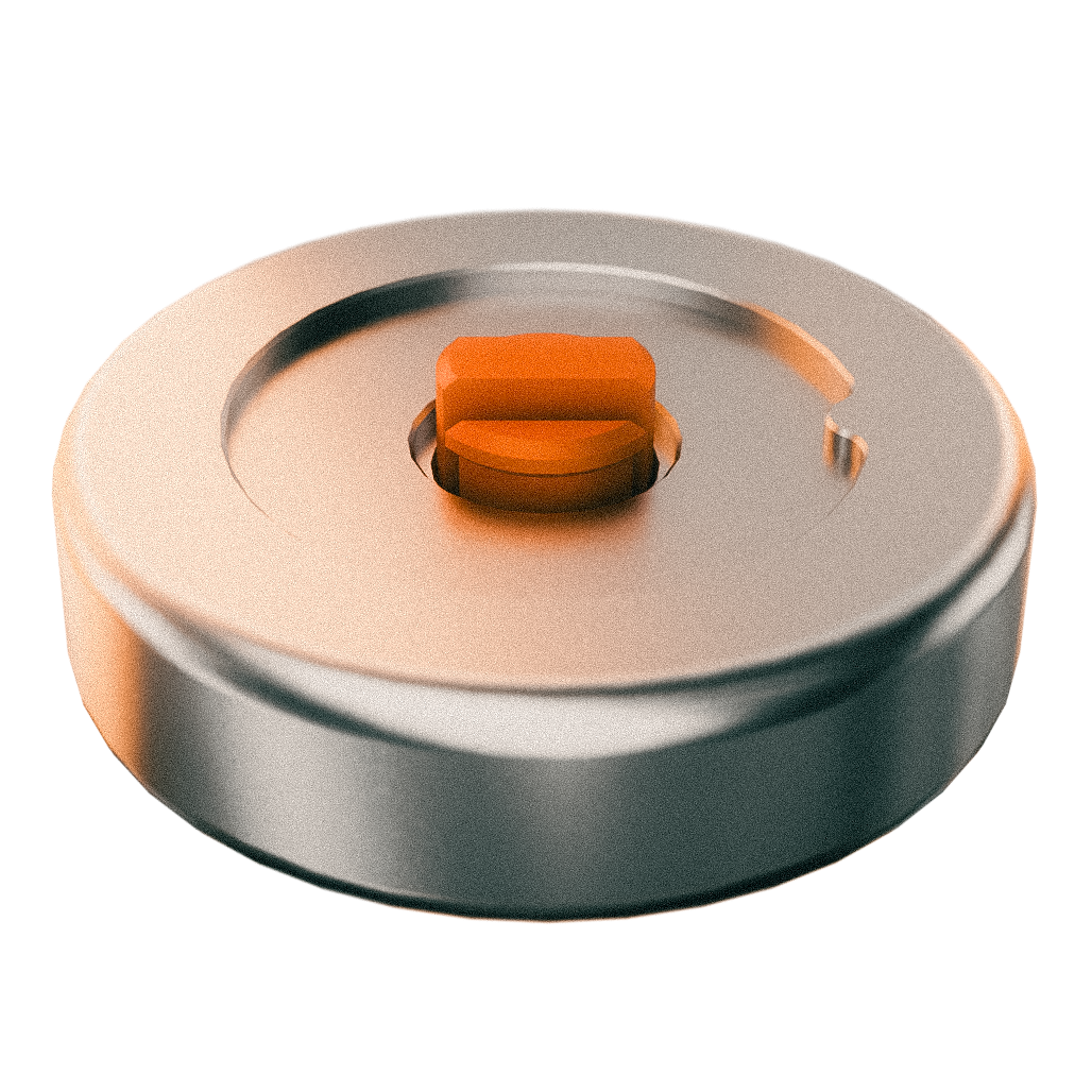 Die Seedclamp für den Seedburger aus Aluminium gefräst mit einem Pin aus PP Kunststoff in orange in der MItte