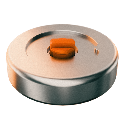 Die Seedclamp für den Seedburger aus Aluminium gefräst mit einem Pin aus PP Kunststoff in orange in der MItte