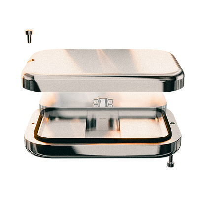 Die Seedbox von Bitpen für das Seedwich auseinander gebaut, wie in einer Expolosionszeichnung