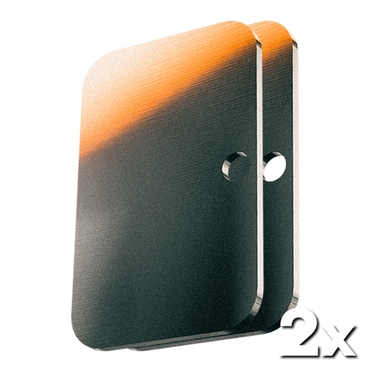 Zwei einfache Bitcoin Seedwich-Ersatzplatten übereinander aus Titan oder Edelstahl