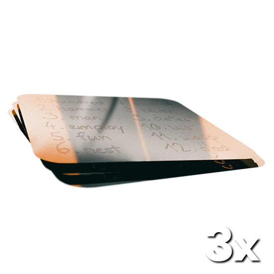 Das Seedslice 3 mal übereinander liegend: Titanfolie für die Gravur mit dem Bitpen mini